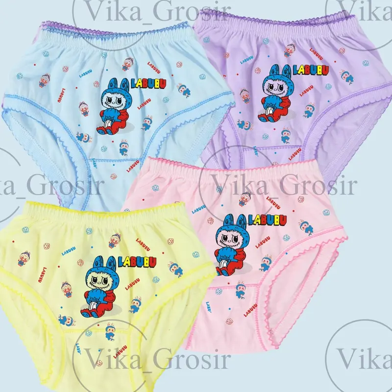 PROMO 6 PCS CD LABUBU ANAK PEREMPUAN USIA  2-8 THN CELANA DALAM VIRAL TERLARIS pakaian dalam 3-4 tahun Motif Fashion celana  dalam  anak 2