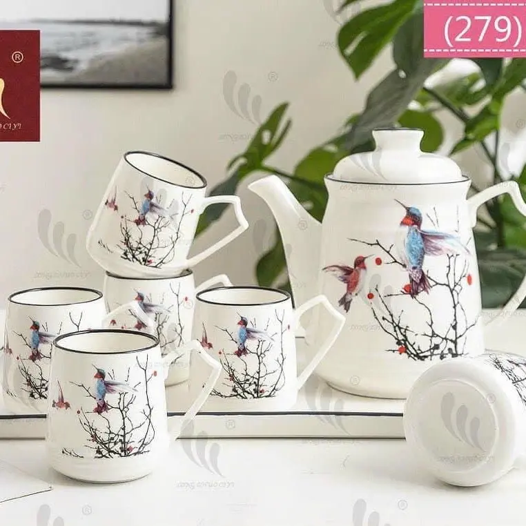 Bộ ấm trà kèm khay hàng sứ 4