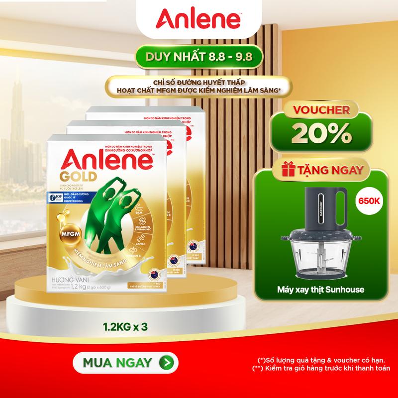 [LS CP] Combo 3 Sữa Bột Anlene Gold Hương Vanilla Hộp Giấy 1.2KG Dành Cho Người Trên 40 Tuổi