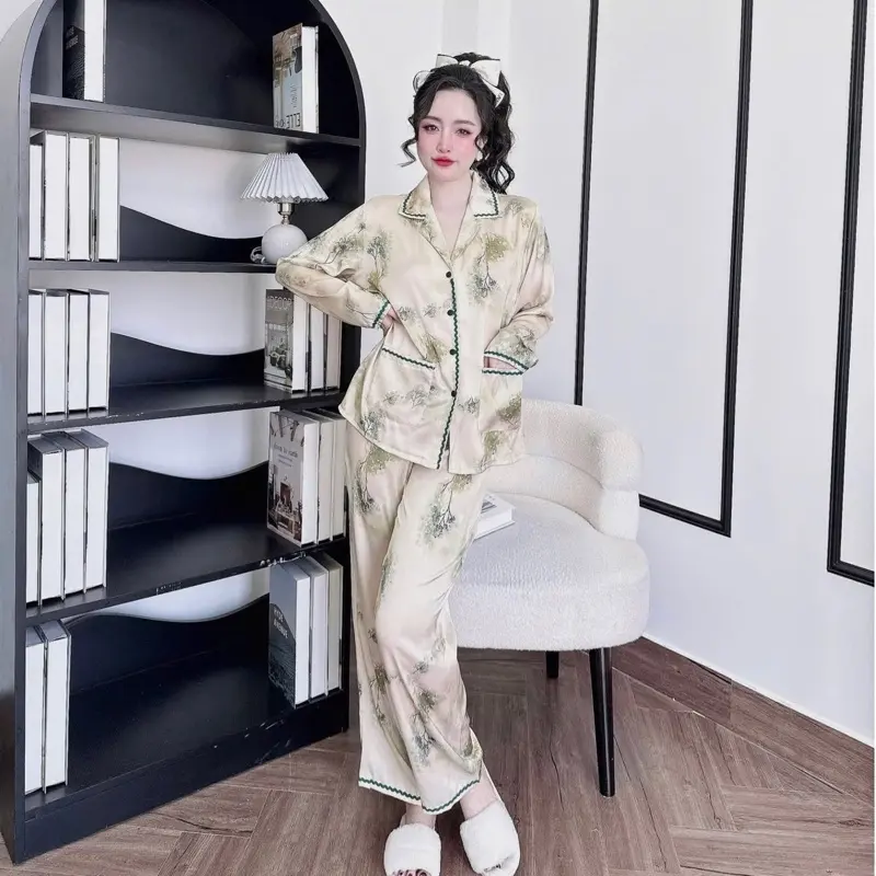 Pjzama Hình In ( Freesize 60kg) 2 Túi Viền Gợn Sóng TDQD Women.