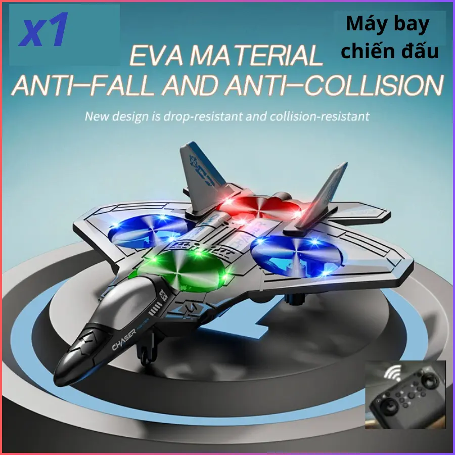 Máy bay chiến Đấu Điều khiển từ xa 2.4g 4 Động cơ full phụ kiện.
