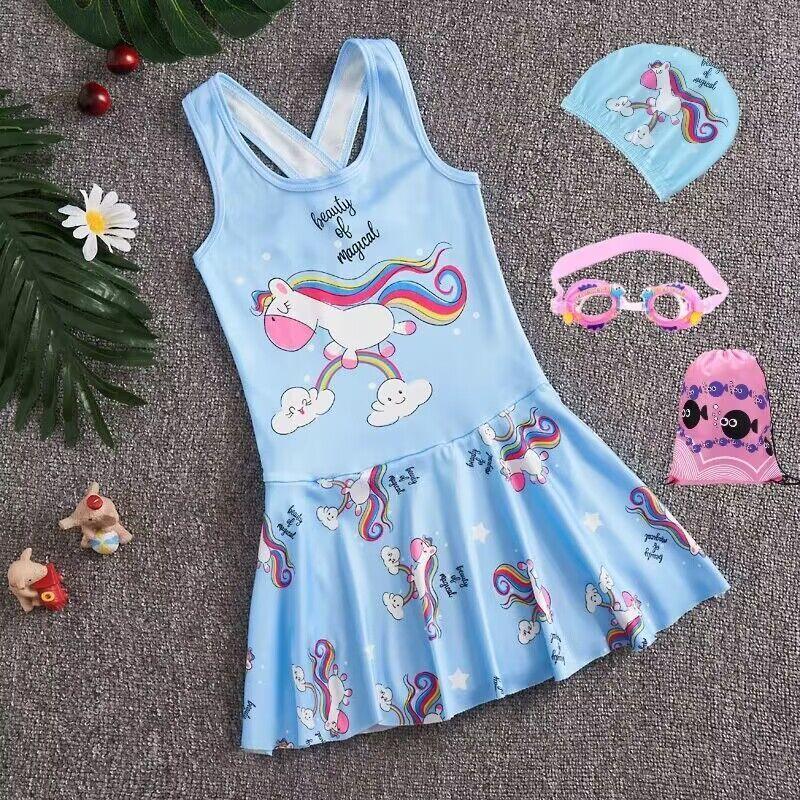 Snowyprincess Children's Swimsuit Girls' Quick-Drying One-Piece Medium and Big Children 2024 New Girls' Western Style Skirt Swimming Suit 8