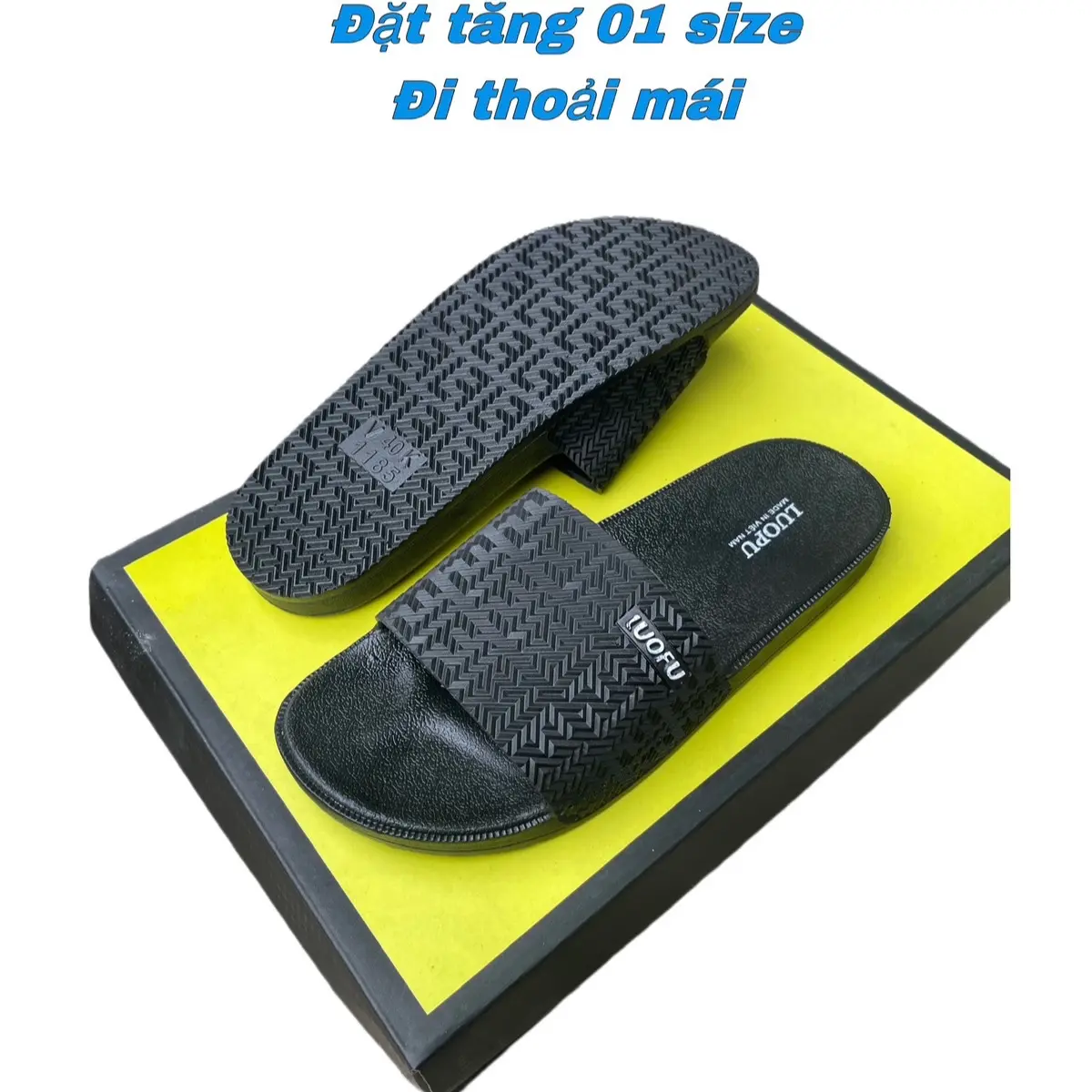 DÉP LÊ LUOFU êm dẻo,đế chống trơn(tăng 1 size) Cao Su Đế Bằng DéP Nam Slipper Nhung