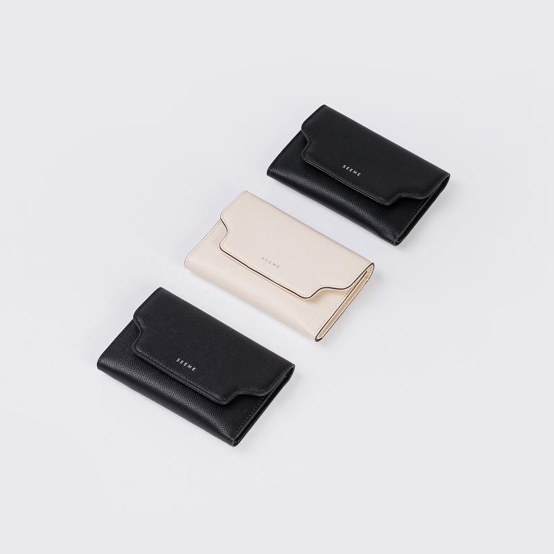 Ví nữ SEEME Classy Wallet Ví ngắn Trơn Ví gập ba Da PU Hình Chữ Nhật