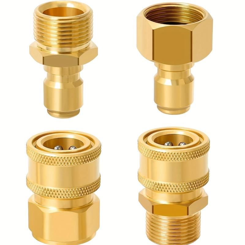 Pressure Washer Quick Disconnect Adaptor Set, M22-15mm to 3/8" Quick Release Couplers, All Solid Brass Connector Compatible with Sun Joe, Power Washer Adaptor, Power Tool Accessories 1