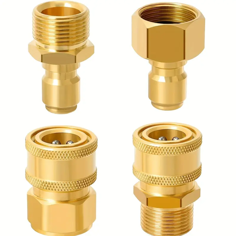 Pressure Washer Quick Disconnect Adaptor Set, M22-15mm to 3/8" Quick Release Couplers, All Solid Brass Connector Compatible with Sun Joe, Power Washer Adaptor, Power Tool Accessories 0