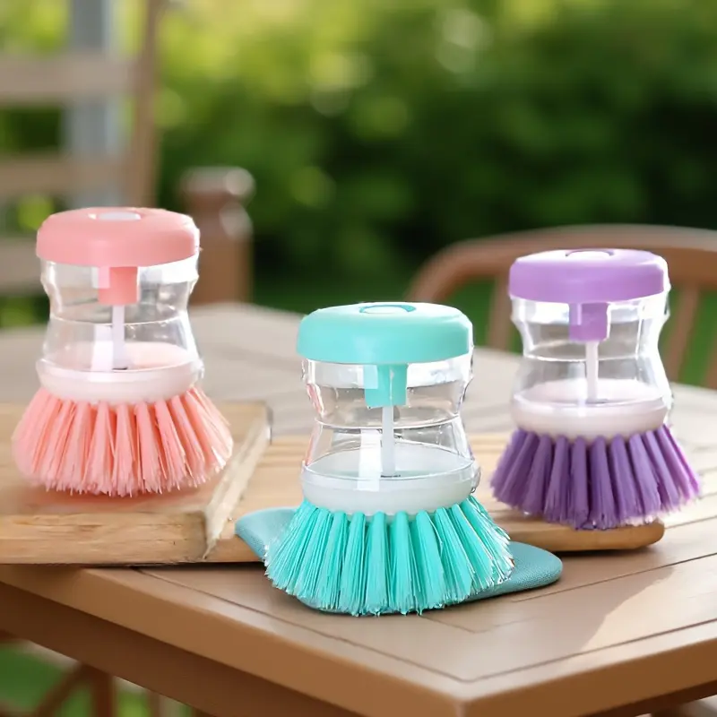 Bàn Chải Làm Sạch Nồi Nhà Bếp, Đa Năng, 1 Cái, Có Bình Đựng Xà Phòng Tích Hợp, Cầm Tay Và Bền, Được Làm Bằng Chất Liệu PP Cấp Thực Phẩm Thích Hợp Cho Cắm Trại, Dã Ngoại Và Nấu Ăn Ngoài Trời, Bàn Chải Nhà Bếp Mạnh