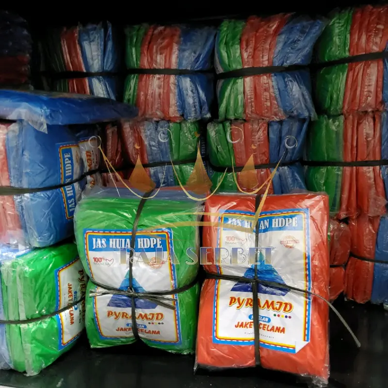 PAKET 1 LUSIN ( ISI 12 PC) Jas hujan Plastik Merk PYRAMID / DINO Jaket celana / Baju Celana Dapat digunakan kembali 1
