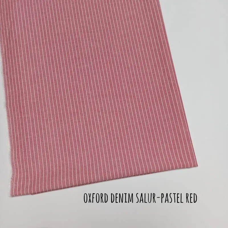 (HARGA 0,5m) KAIN KATUN CHAMBRAY OXFORD DENIM SALUR / GARIS-GARIS/STRIPE 7