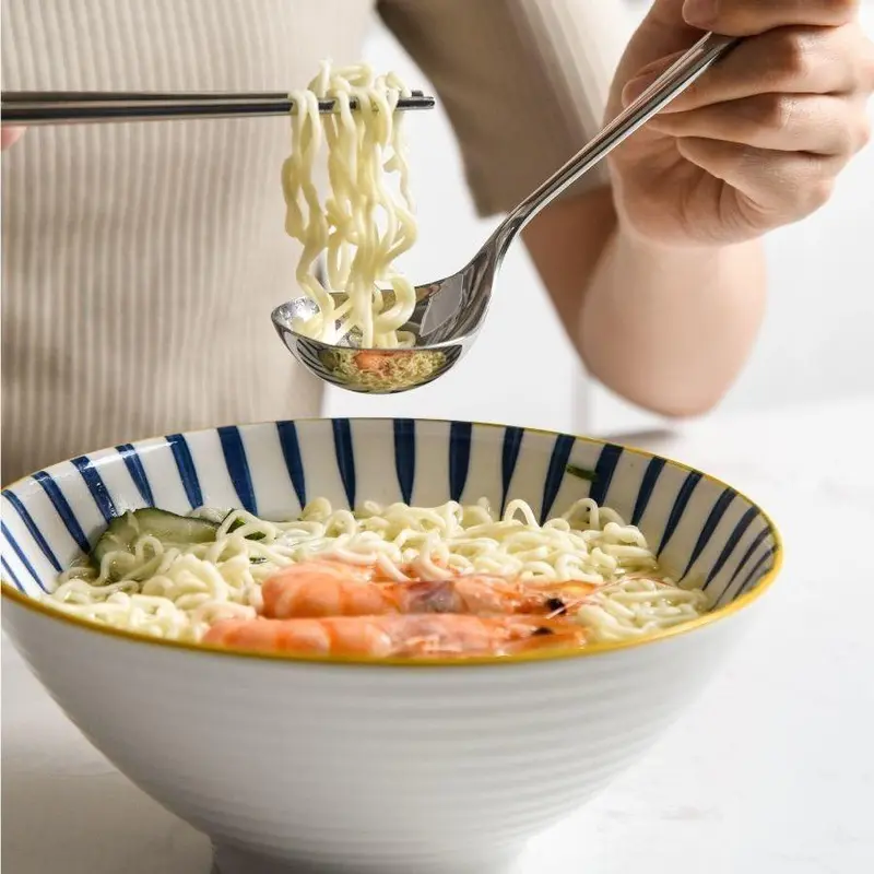 Stainless Steel Long Handle Soup Spoon, 1 Count Korean Style Large Capacity Ramen Noodle Spoon, Thickened Soup Spoon, Kitchen Utensils for Home 2