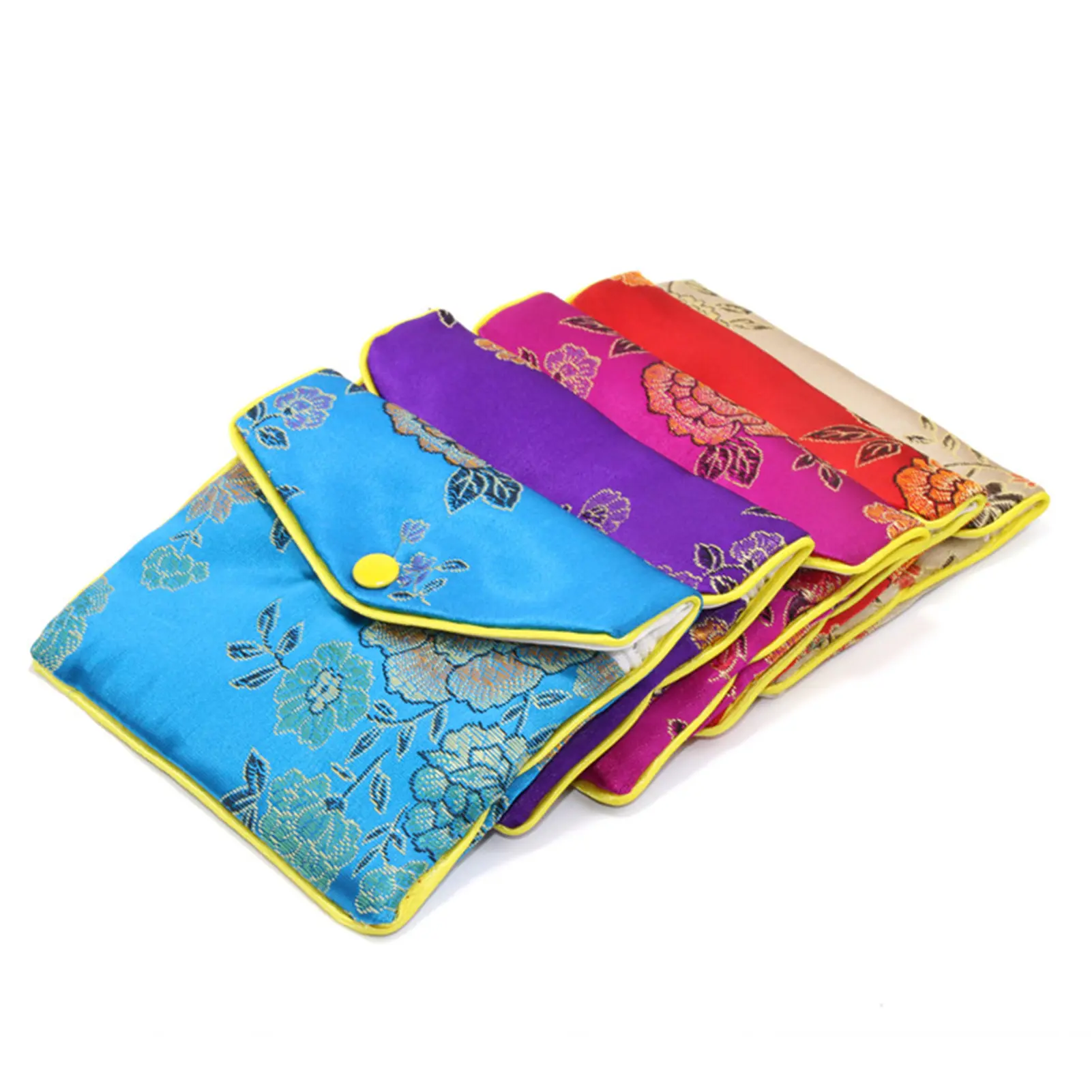 2Pcs Elegant Embroidered Jewelry Pouch Beautiful Bright-colored Fabric Jewelry Organizer for Women