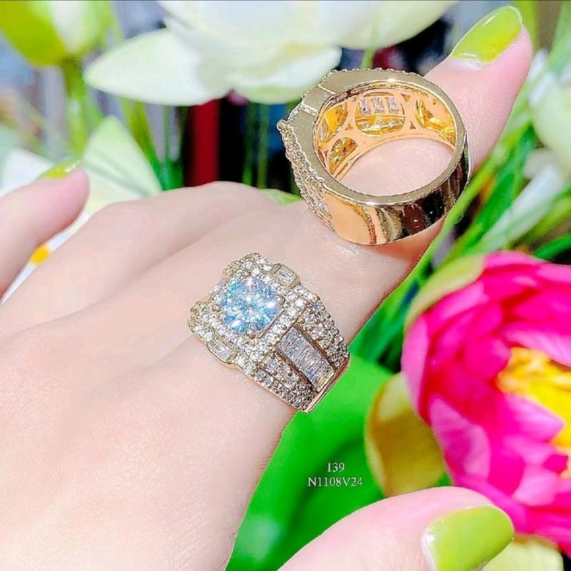 Nhẫn Nam Đính N1108 Chất Liệu Phủ Kim Loại Hình Dạng Kim Cương Giả 5