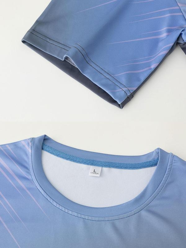 Men's Colorblock Argyle Print Short Sleeve Tee, Regular Fit Casual Sporty Round Neck T-shirt for Summer, Men's Top for Outdoor Workout Running 8