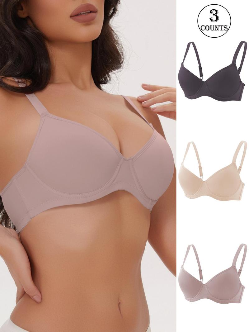 Product Introduction of Women's Solid Adjustable Strap Underwire Bra, Breathable Comfortable Push Up Bra, Soft Lingerie for All Seasons 2