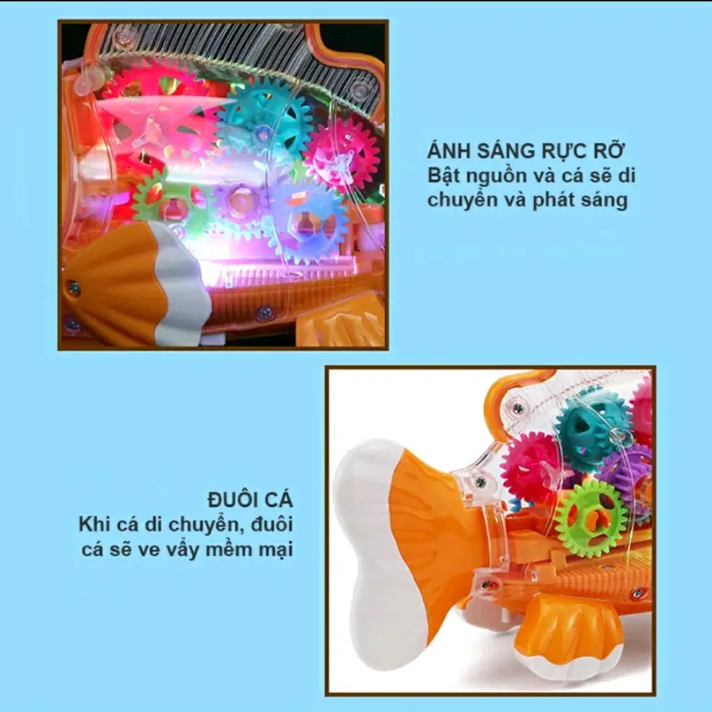 ( TẶNG KÈM PIN) Đồ chơi con cá vàng biết chạy có nhạc và đèn cho bé 5
