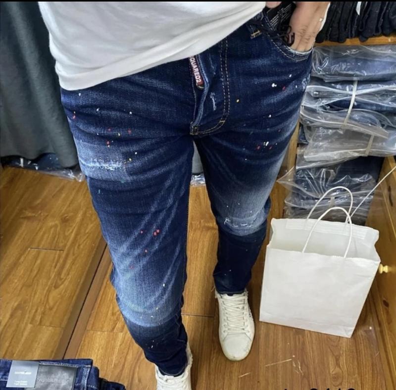 Product Introduction of Quần jean nam xanh dài thêu lá phông đỏ bản 4 cúc Pants Menswear Có Túi 16