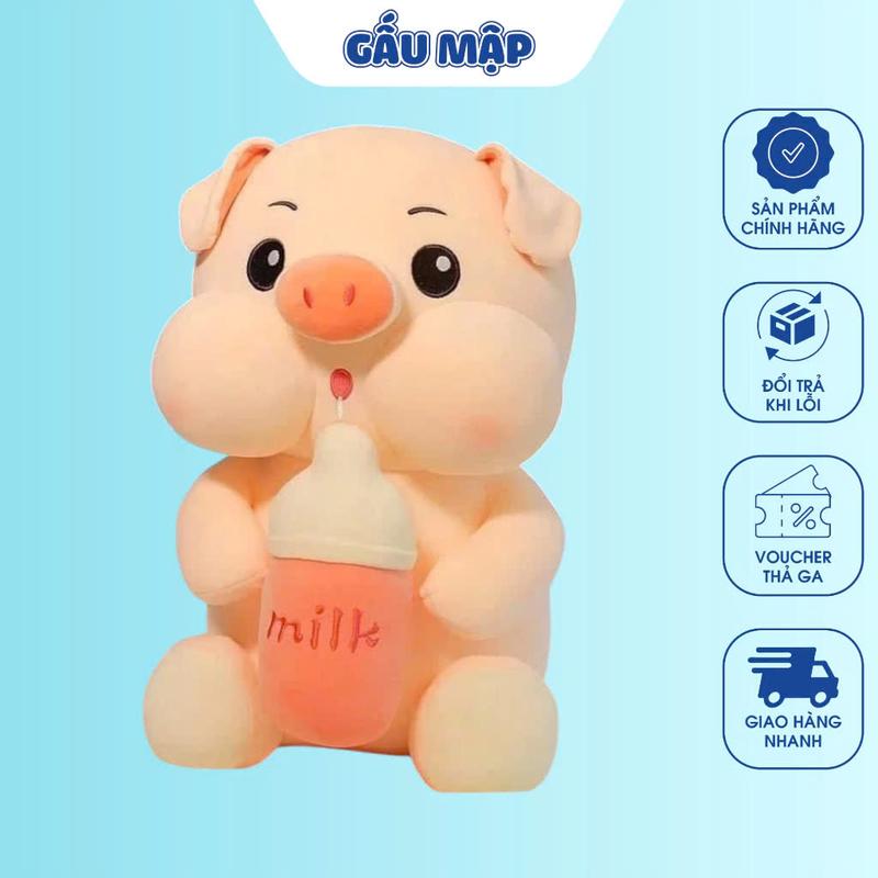  Gấu Bông Heo Ôm Bình Sữa Thú Nhồi Bông Lợn Hồng Ôm Bình Sữa Dễ Thương Quà Tặng Cao Cấp 