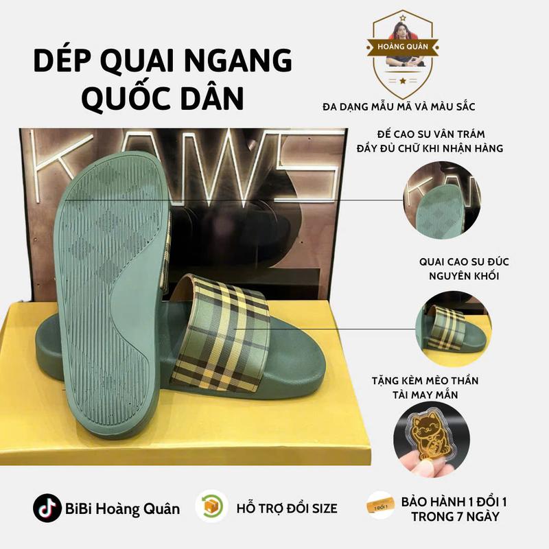 Dép Nam Quai Ngang Xanh Lá Dép Bắp Rang Bơ chất liệu cao su non mềm mại và đa dạng lứa tuổi Slipper Đế Bằng