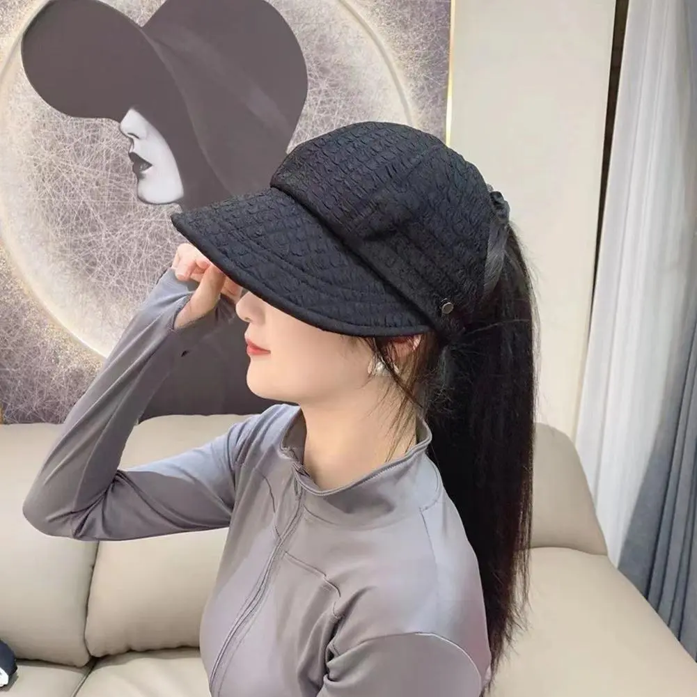 Mũ lưỡi Trai chống nắng, kiểu gập Thường Ngày của phụ nữ, bảo vệ tia cực tím, thích hợp cho các hoạt động đi biển, chống tia cực tím, mùa hè ngoài trời, thiết kế rỗng, mũ Bucket