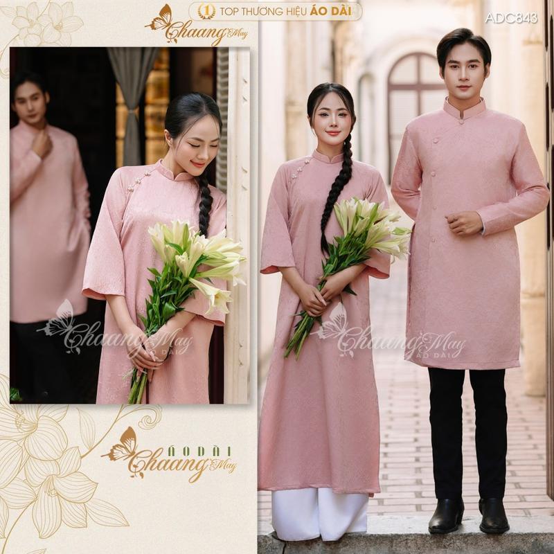 Áo dài cách tân nam nữ  Châu Sa cặp đôi cô dâu chú rể CHAANG may sẵn ADC843 áo dài suông dự tiệc cưới đám hỏi lễ Tết đẹp Women