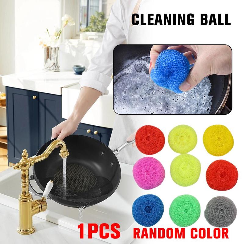 Product Introduction of Pot Brush Dishwash Ball Kitchen Pot Brush Artifact Cleaning Ball Plastic Steel Wire Ball 18