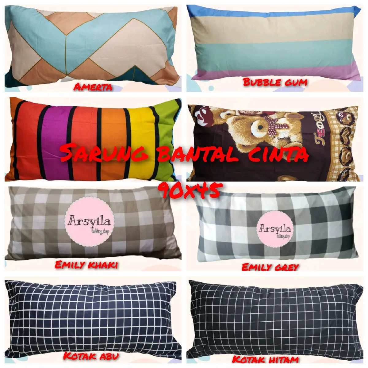 sarung bantal cinta jumbo ukuran 95x45