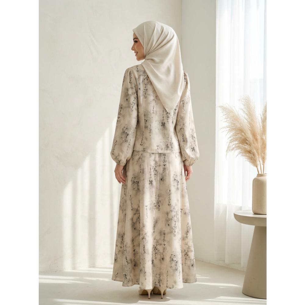 Asaya Setelan wanita bergaya retro Tiongkok, atasan lengan panjang dengan kancing buatan tangan dipadukan dengan rok model A-line yang stylish