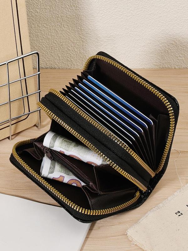 Fashionable Letter Pattern Double-layer Zipper Coin Purse, Lightweight and Portable Credit Card Storage Bag, Casual and Simple Multi-slot Women's Card Bag 2