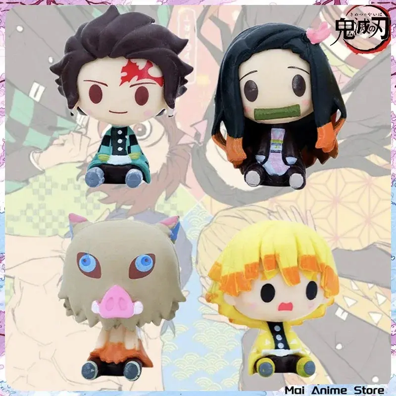 Demon Slayer Tanjiro Statue ctue nezuko Anime Kimetsu NO Yaiba Inosuke Zenitsu Sculpture Tray Home Decorative Ornaments