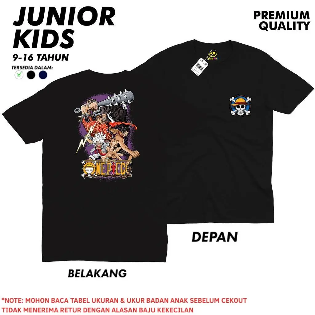 Kaos Junior Remaja Usia Tanggung 11-15 Tahun luffy one piece buggy shanks Branded Katun Distro Pakaian Anak Cowok Laki Laki Perempuan Anime Jepang Kartun Street Style Baju Fashion