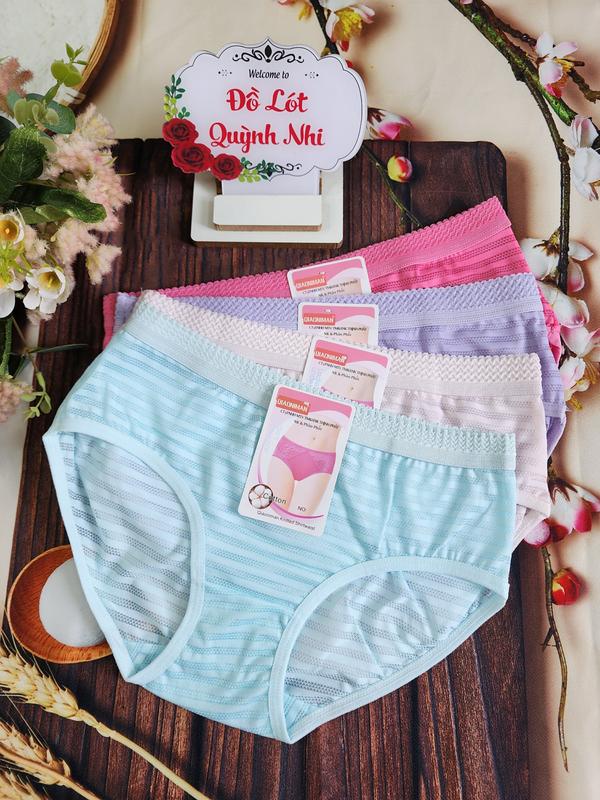 Combo 10 Quần Lót Nữ Thông Hơi Cạp Ren Vải Thun Lạnh Co Giãn 4 Chiều Nhiều Màu Sắc Size : 40- 53 Kg 2008