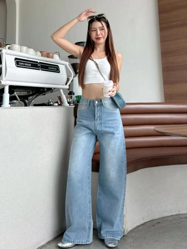 Quần Jean Lisa, Cạp Cao, Ống Lớn, Thoải Mái, Dễ Mặc 3