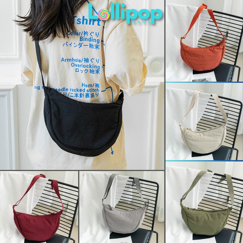 Túi Bánh Bao Đeo Chéo Thời Trang Unisex LOLLIPOP BAGS Túi Bán Nguyệt Mini Túi Bao Tử Đeo Vai Chất Liệu Vải Kháng Nước cho nam nữ Tote dumpling bag