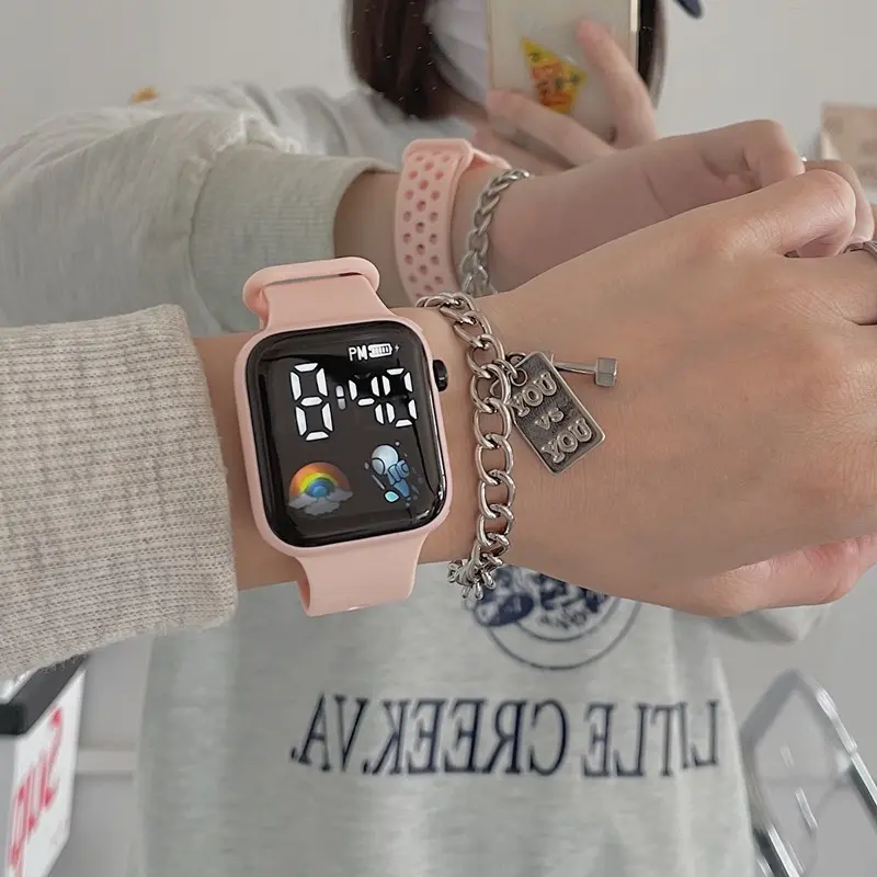 Đồng Hồ Điện Tử Đèn Led Unisex 06 Thời Trang Cá Tính Phong Cách Hàn Quốc Nam Voi Watch Đeo Tay 3