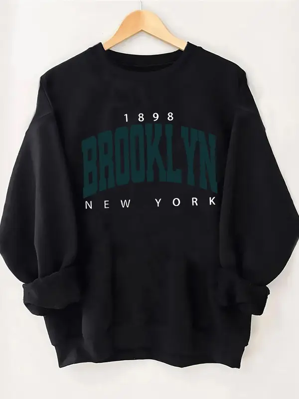 Women's Letter Print Round Neck Sweatshirt, Casual Long Sleeve Crew Neck Pullover for Fall & Winter,  Sweatshirts for Women,  Fashion Women's Clothes for Daily Wear 4