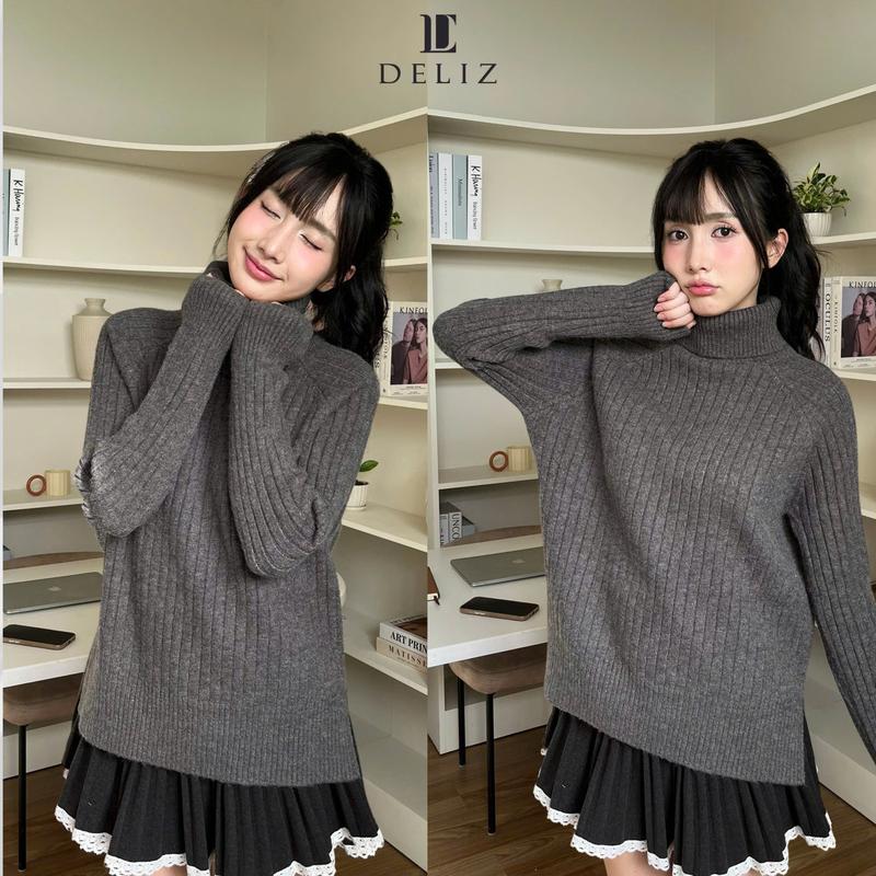 CFV - Áo len cổ lọ dài tay mùa thu đông thiết kế dệt dọc DELIZ - AL43