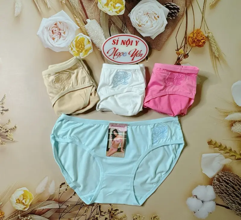 Combo 10 Quần Lót (3265) Cotton In Hoa Hồng Nổi Điệu Đà Nữ Tính (Size 45-55 Kg) Thun Women 4