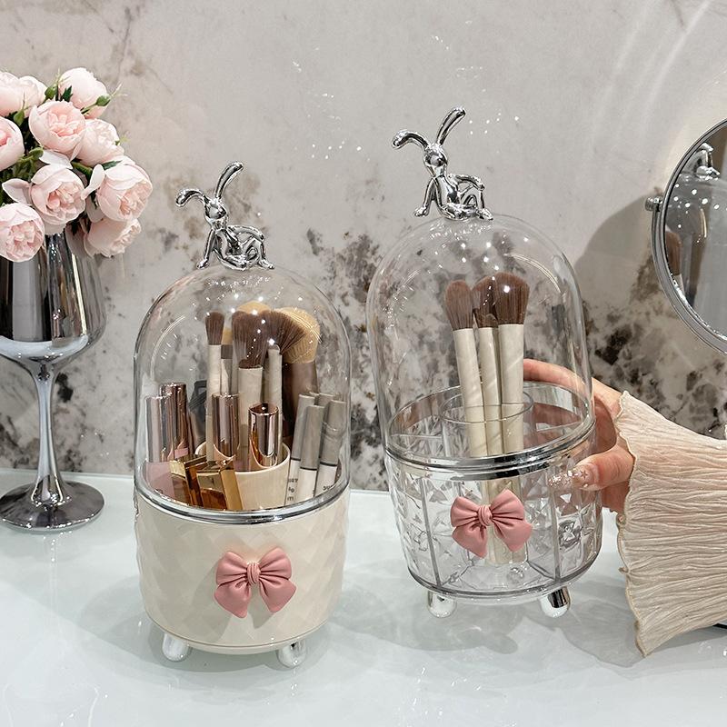 Hộp lưu trữ mỹ phẩm, Xoay, chống bụi, cho cọ trang điểm, ống lưu trữ, thùng cọ, để Bàn trang điểm, kệ son môi