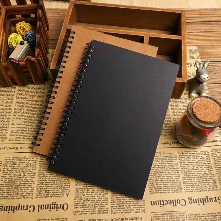 A5&A6 Sketchbook Spiral Sketchbook  Kraft Paper Hard Shell Graffiti Book Blank Page Art Supplies