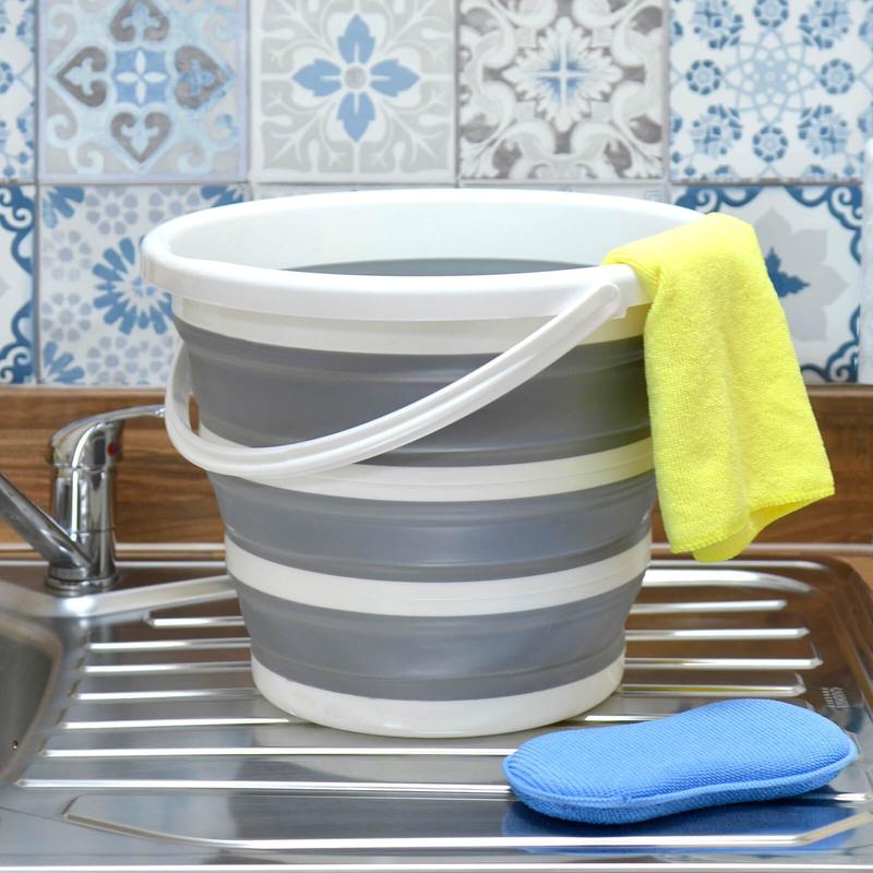 Collapsible Plastic Bucket With Handle 10L Space Saving Kitchen Camping Caravan 4