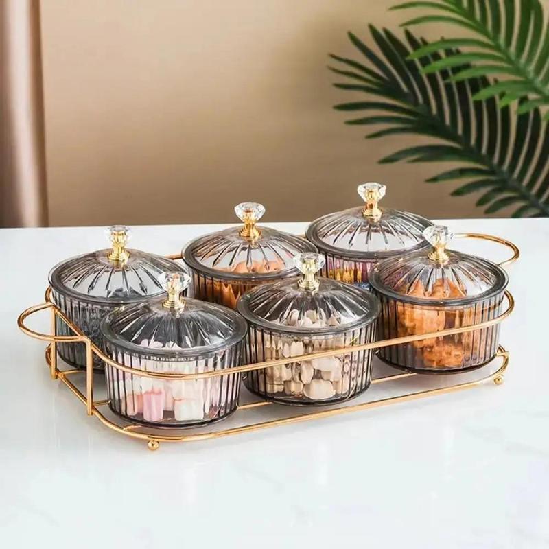 Snack Boxes with Compartments, Luxury Divided Container, Serving Tray with Lid for Dried Fruit Candy Chips Pickle Spice, Food Box for Party Home Decor 8
