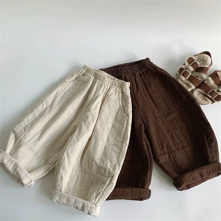 Quần Dài Áo Trẻ Em, Phong Cách Hàn Quốc Mùa Đông, Quần Độn Bông, Dành Cho Bé Trai Và Bé Gái, Dày Dặn, Dòng Sang Trọng, Quần Thường Ngày, Dễ Phối Đồ, Quần Dài 1