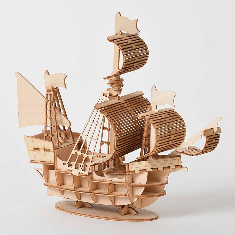 3D Wooden Sailboat Model Toys for Teens Birthday Gift, 1 Set DIY Building Blocks Toy, Educational Puzzle Toys for Kids 4