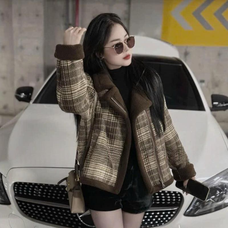 Áo Khoác Dạ Kẻ Caro Nữ Form Rộng - Áo Khoác Nữ Thời Trang Phong Cách Hàn Quốc, Áo Khoác Blazer mã AB290
