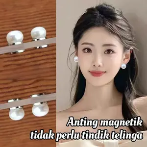 Anting Magnetik Mutiara Tanpa Tindik, Desain Elegan yang Nyaman Dipakai Tanpa Rasa Sakit untuk Penampilan yang Cantik & Elegan