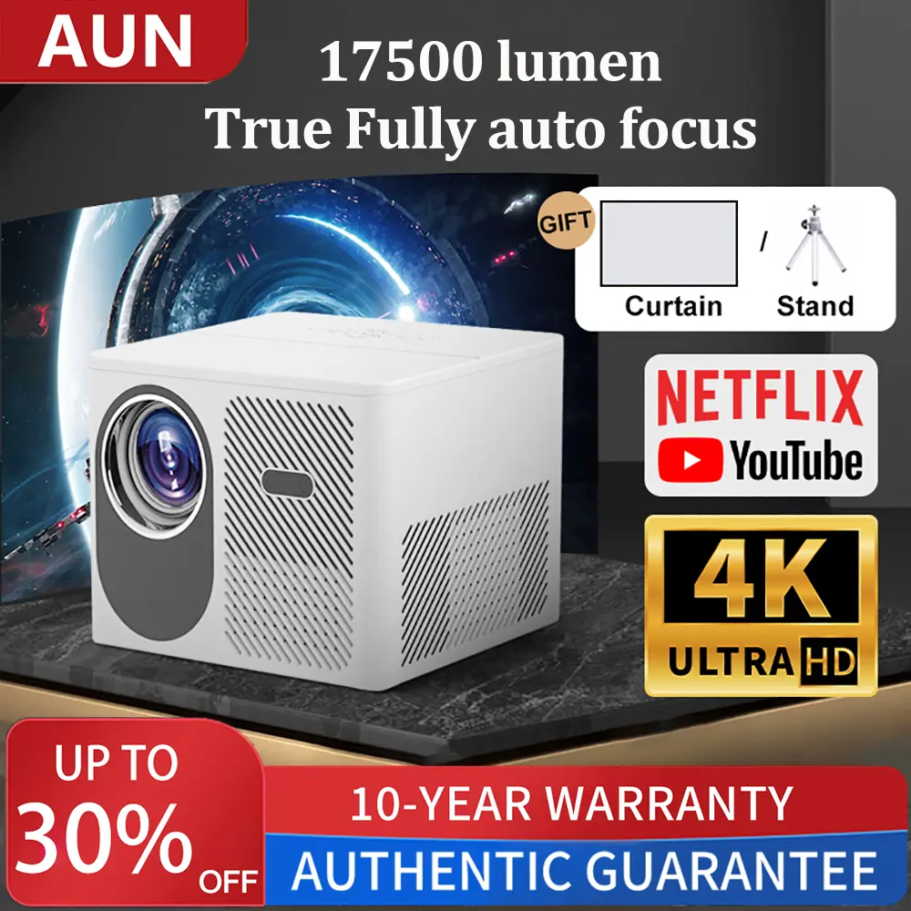 【FOR Business】Real Fully Auto Focus T8 17500 lumen/1000 ANSI android 11.0 projector 4k ultra hd with wifi and bluetooth in cinema portable movie mini projector for phone for laptop smart wireless projector for teaching for classroom Automatic