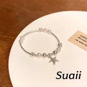 [Suaii] Gelang Bentuk Bintang Mutia Tiruan Gaya Halus dan Manis A570