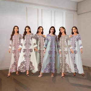Pakaian Wanita Muslim, Jubah Panjang, Rekaan Bercetak, Gaya Abaya Manik, Gaun Panjang
