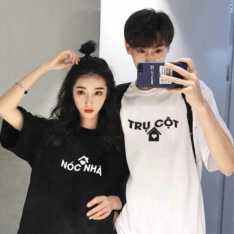 Áo thun cặp nam nữ, áo đôi mặc với người yêu in hình TRỤ CỘT - NÓC NHÀ ý nghĩa (GIÁ 1 ÁO) chất cotton mềm mịn thoáng mát 4