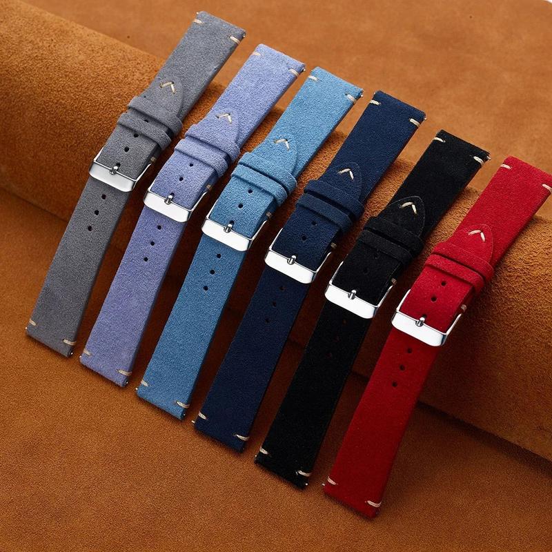 Product Introduction of Wristband 20mm 22mm 4mm 16mm 18mm Quick Release Soft Suede Strap Brown Watch Bands Calfskin Bracelet Women&Men Accessories 2